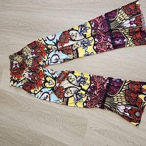 Yelete Multicolor Women's Skirt Wide Leg Size Med Wild Stretch Flattering Butt